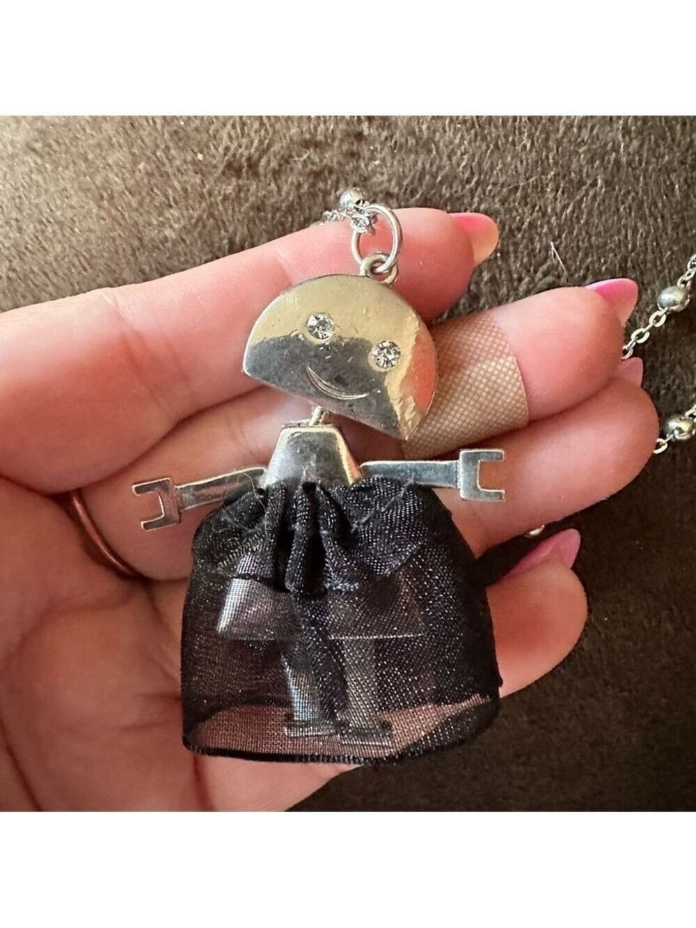 Claire's Moveable Robot in a Dress Pendant Chain Necklace